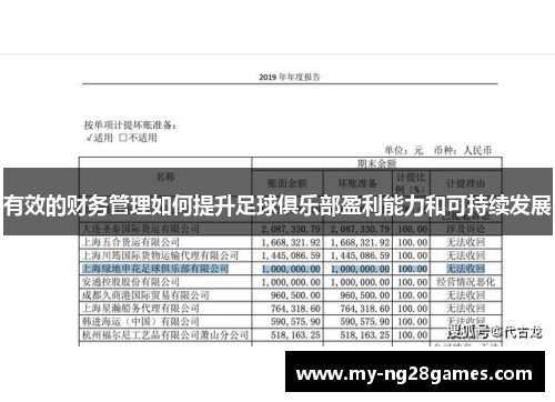 有效的财务管理如何提升足球俱乐部盈利能力和可持续发展
